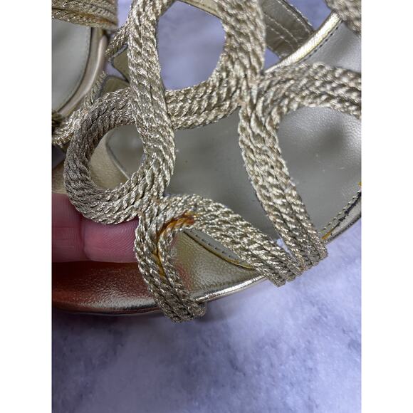 Adrianna Papell Boutique, Size 10M, Gold Cage Heels, Rope Strappy Open Toe *Read - Picture 7 of 14